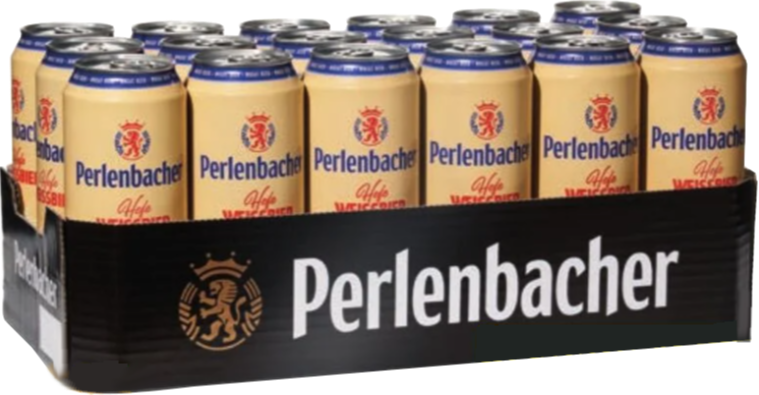 Perlenbacher Hefe Weissbier tray met 18 blikken van 50cl